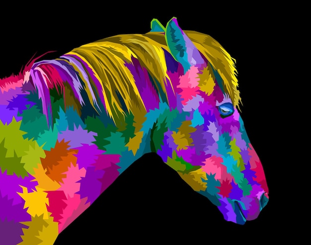 Colorful horse pop art portrait style poster design