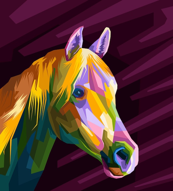 colorful horse pop art portrait vector illustration can be used for posters decoration background