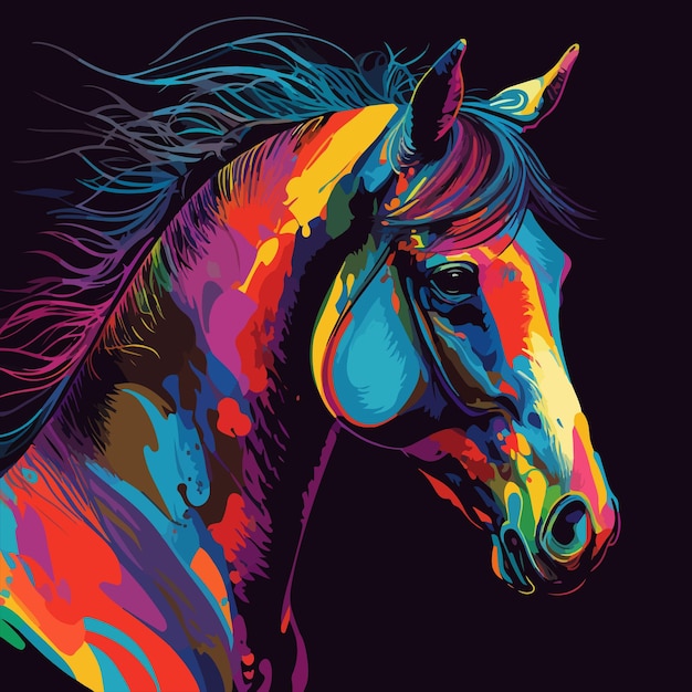 Colorful horse in pop art style