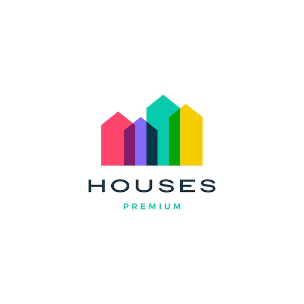 Colorful house home mortgage roof architect logo