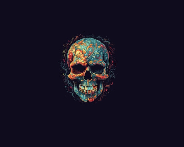 Colorful human skull t shirt design