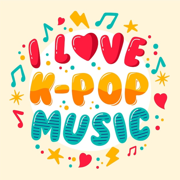 Colorful i love k-pop lettering