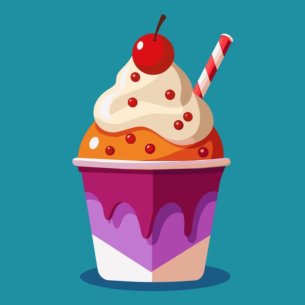 a colorful ice cream cone with a cherry on top