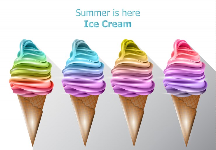 Vector colorful ice cream cones