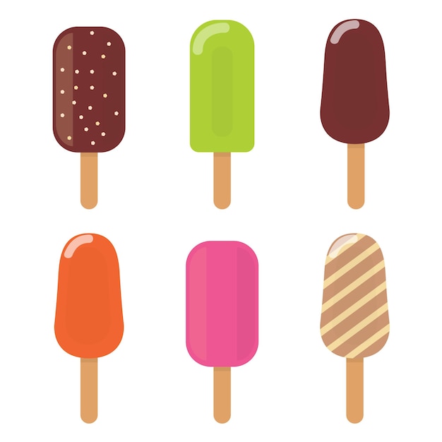 Colorful ice cream icons set Collection of various ice creams