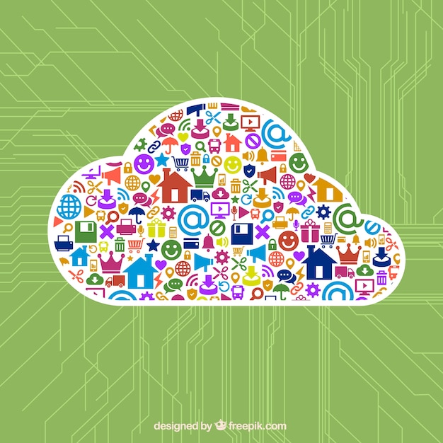 Colorful icons inside the cloud