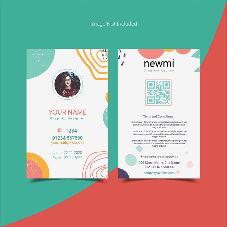 Vector 다채로운 id 카드 템플릿
