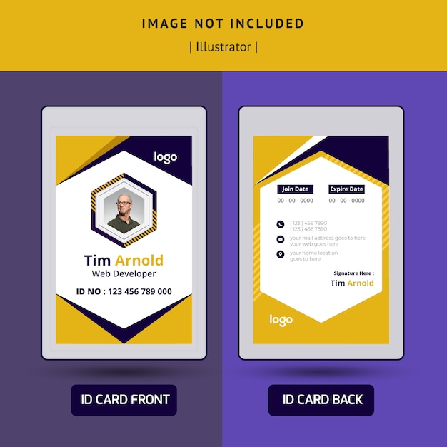 Colorful identification or id card template design for office