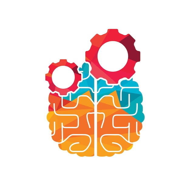 A colorful illustration of a brain with gears and cogs