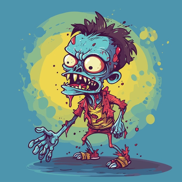 Colorful Illustration of a Cartoon Zombie