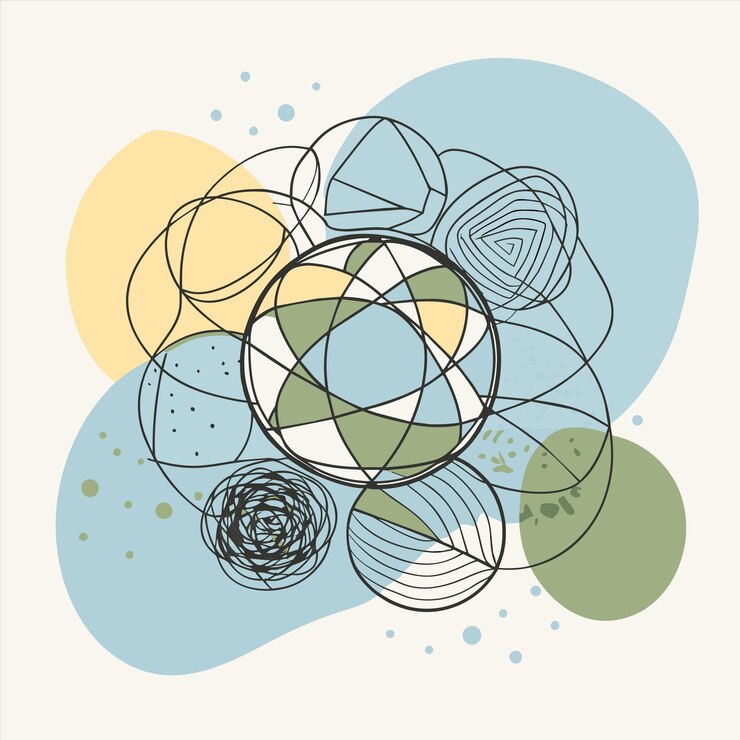 Vector a colorful illustration of circles and circles with a blue background