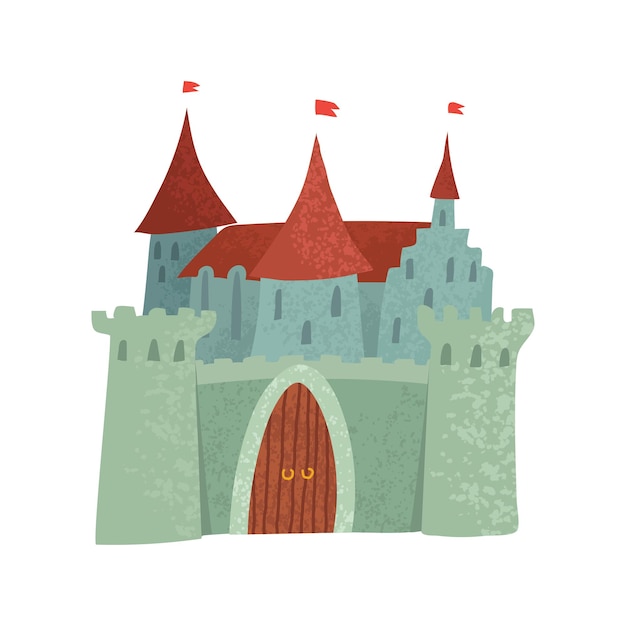 Vector colorful illustration of fairy castle isolated on white background