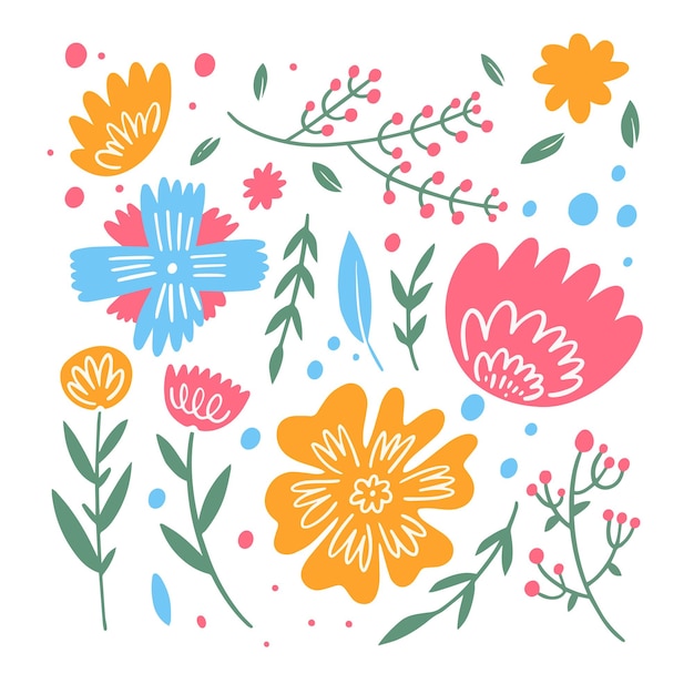 A colorful illustration of flowers and leaves.