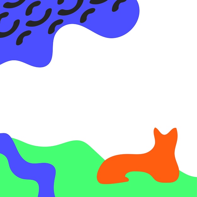 푸른 배경을 가진 들판에 있는 여우의 다채로운 삽화.