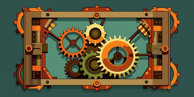 Vector a colorful illustration of gears with the words gears on the front