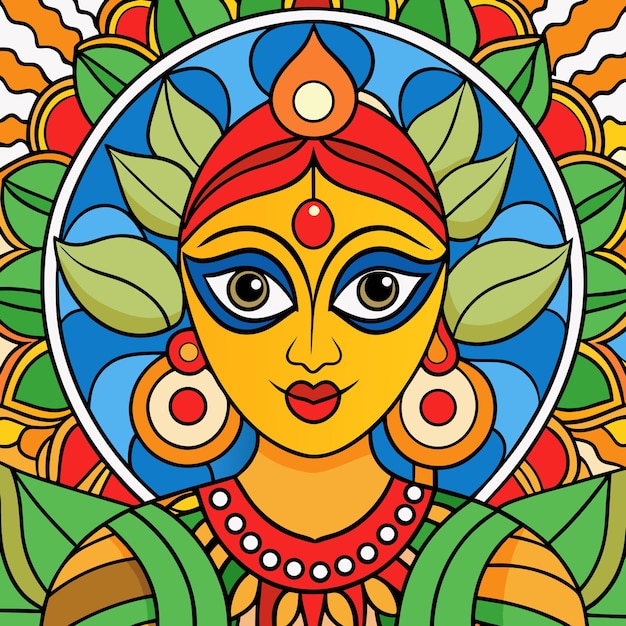 colorful illustration of goddess durga