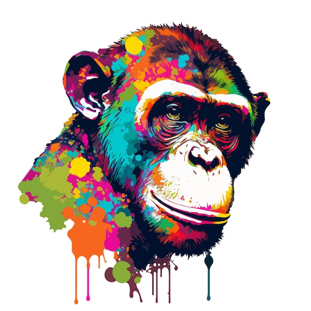 Colorful illustration gorilla in pop art portrait style