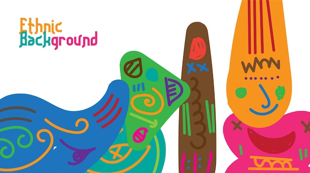 'art ground'라는 단어가 있는 한 무리의 사람들에 대한 다채로운 그림입니다.