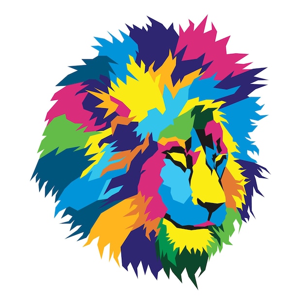 colorful illustration of lion in pop art