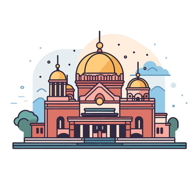 Vector colorful illustration of a palace