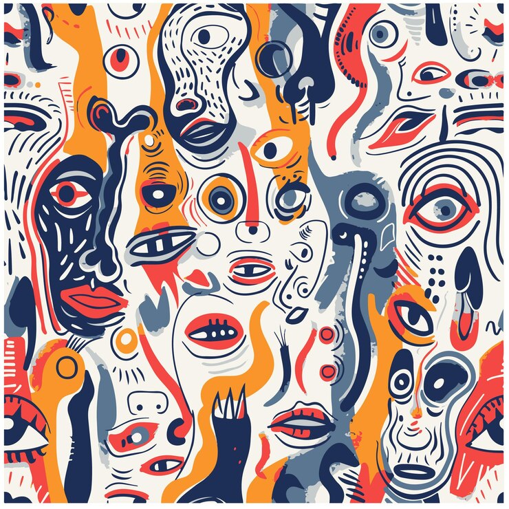 Vector a colorful illustration of a person with eyes and a colorful background