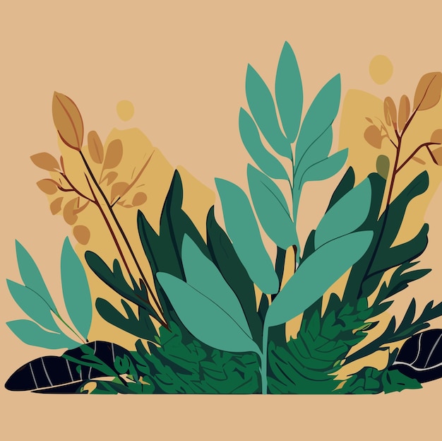 A colorful illustration of plants and flowers.