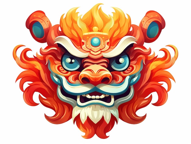 Set di illustrazioni colorate della collezione cartoon dragon leone danza cinese nuovo anno 2024