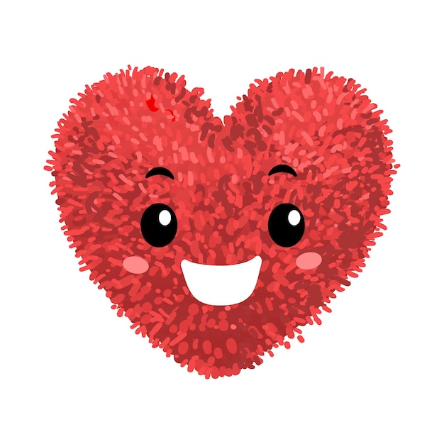 Colorful illustration of soft toy in the shape of a heart