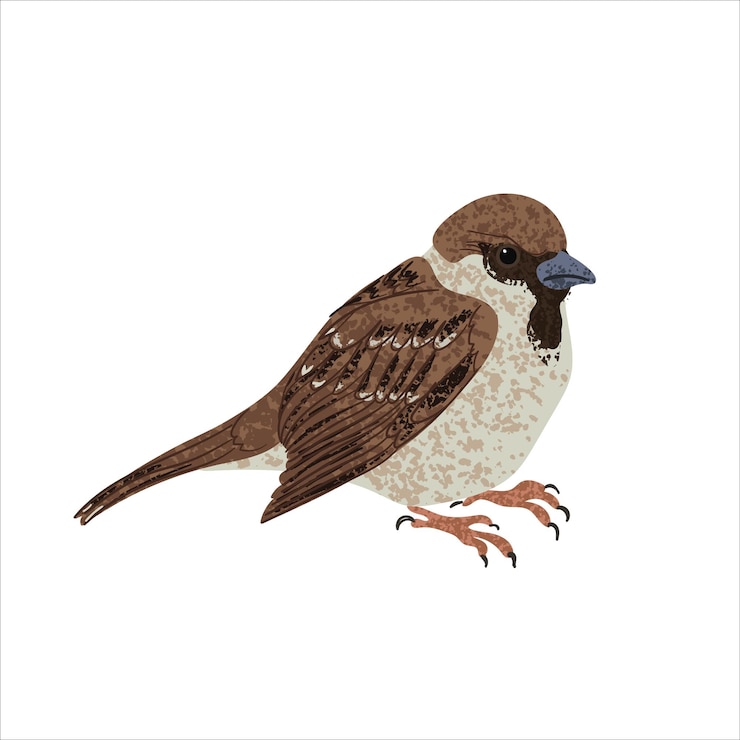 Vector colorful illustration of sparrow
