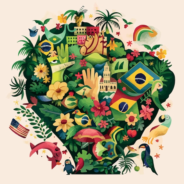 Vector a colorful illustration of a tropical country with a lot of things vector