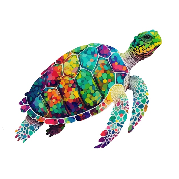 Vector colorful illustration turtle in pop art portrait style