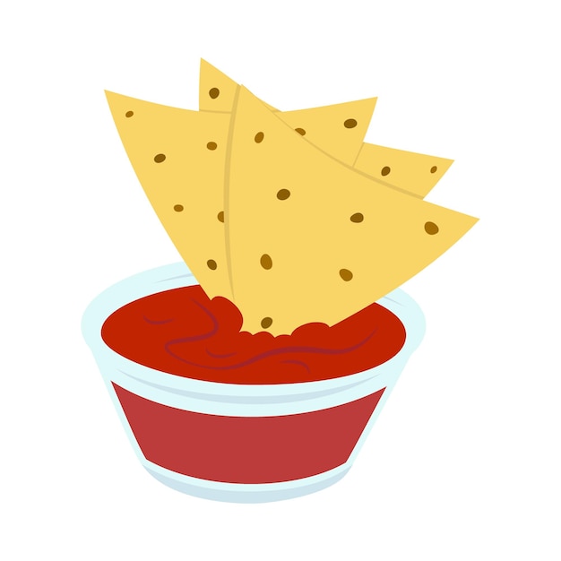 Colorful image of corn Mexican chips Nachos and tomato sauce in the transparent glass bowl Sticker