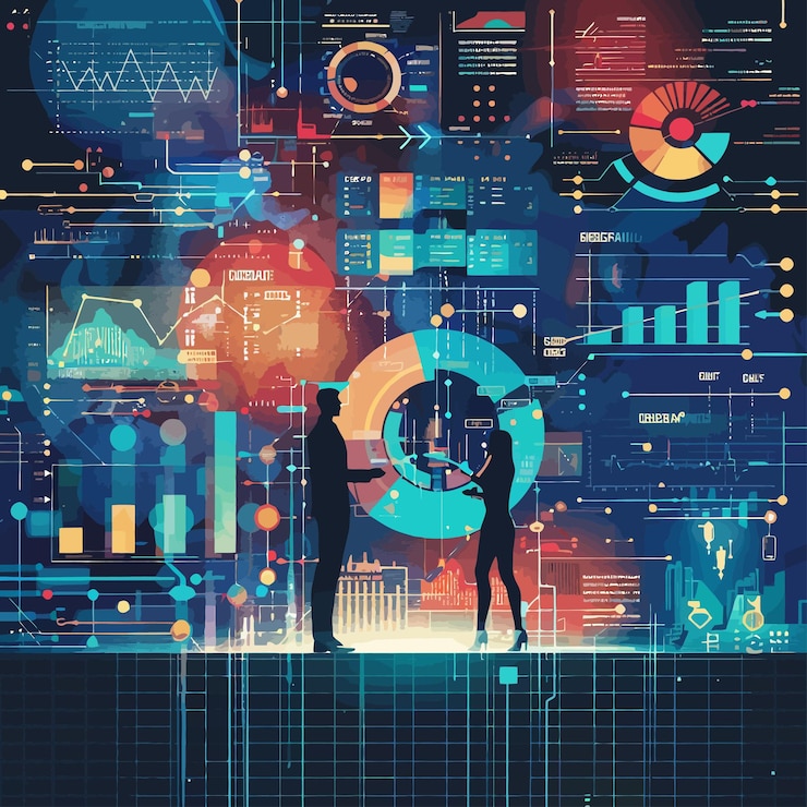 Vector a colorful image of people with the word graph on it