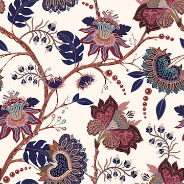 Premium Vector | Colorful indian pattern. fantasy flowers, light background