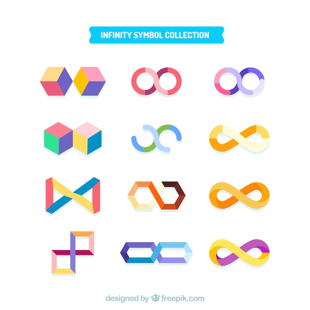 Vector colorful infinity symbol collection with flat design