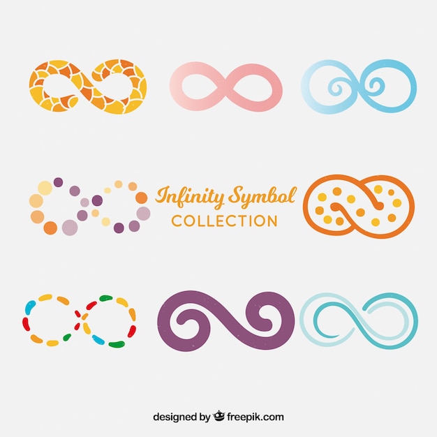 Vector colorful infinity symbol collection