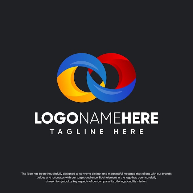 colorful infinity vector logo design with black background