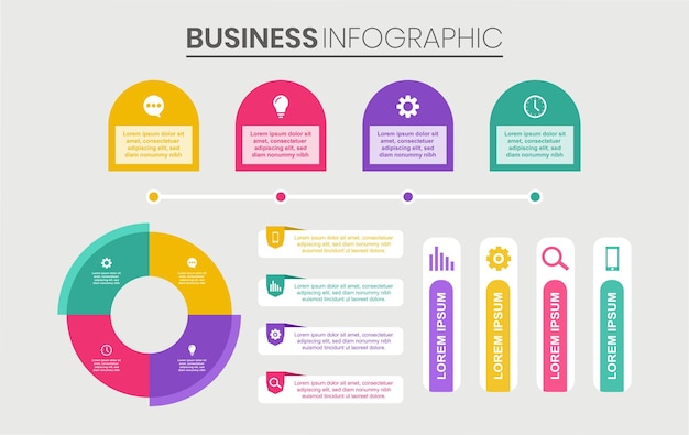 벡터 다채로운 인포그래픽 크리에이티브 컨셉 템플릿