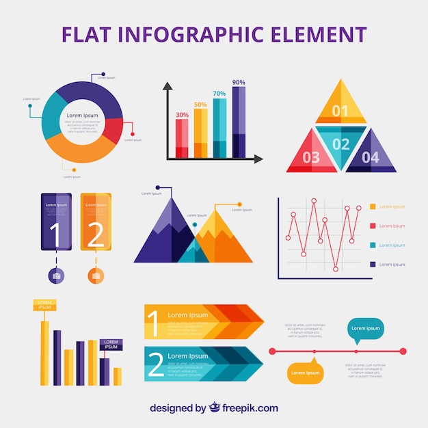 Vettore raccolta di elementi infographic colorato in stile piano