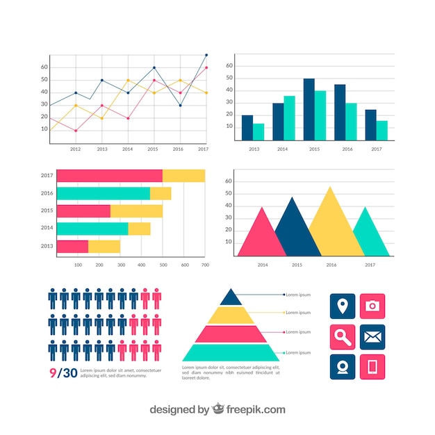 Raccolta di elementi infographic colorato in stile piano