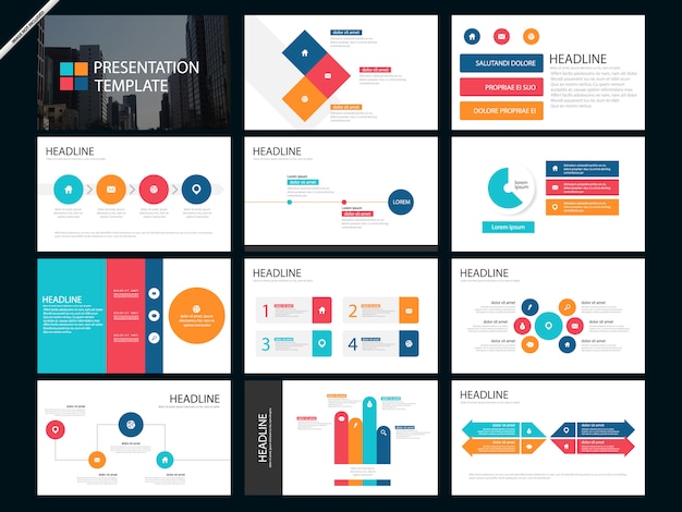 Vettore modello di diapositiva infografica presentazione colorato