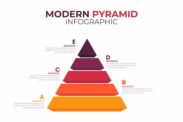 Colorful infographic pyramid chart 5 options improve business