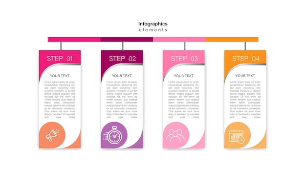 Colorful infographic steps flat design Premium Vector