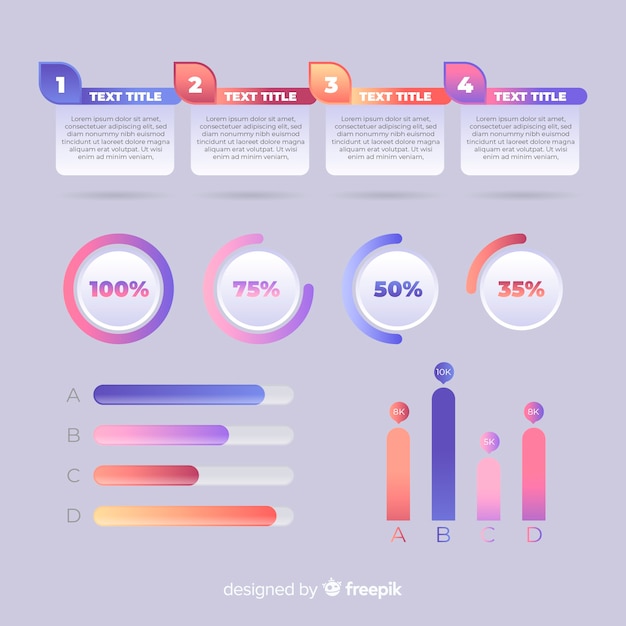 Colorful infographic template with percentages
