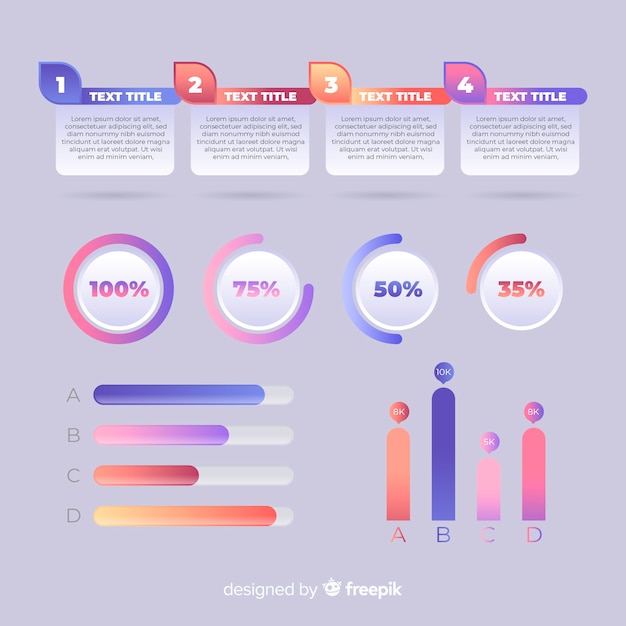 백분율을 가진 다채로운 Infographic 템플릿