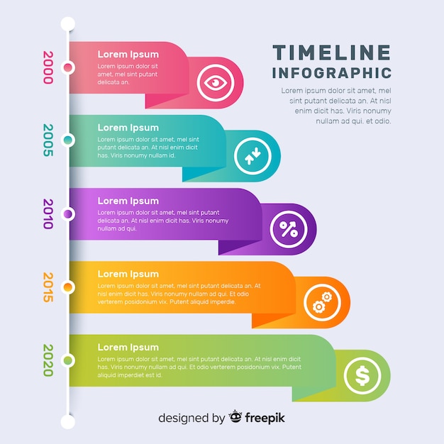 다채로운 Infographic 타임 라인 평면 디자인