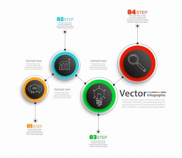 비즈니스 아이콘으로 다채로운 Infographic