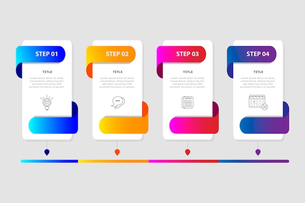 Vector colorful infographic with four steps in flat style