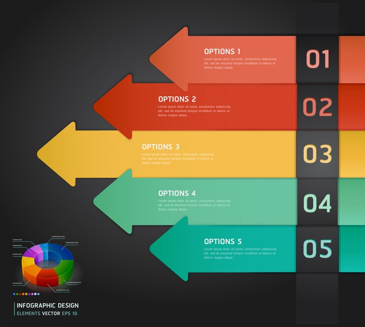 Vector colorful infographics number options banner & card.