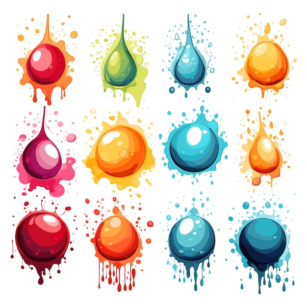 Vector colorful ink spots set vector illustration